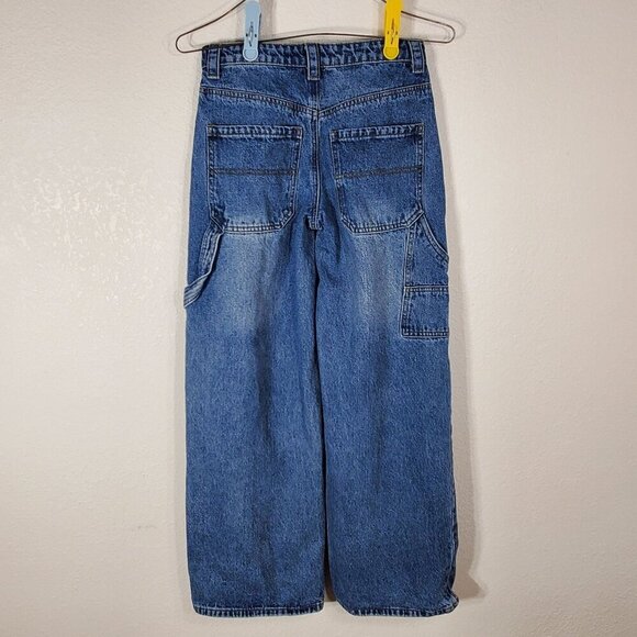 VTG Edikted Womens XS Baggy Cargo Wide Leg Jeans 26x29 90's Y2K Blue Denim - Picture 2 of 9